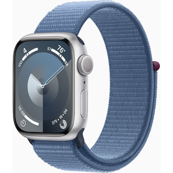 Apple Watch Series 9 41mm GPS Silver Aluminum Case with Winter Blue Sport Loop (MR923)