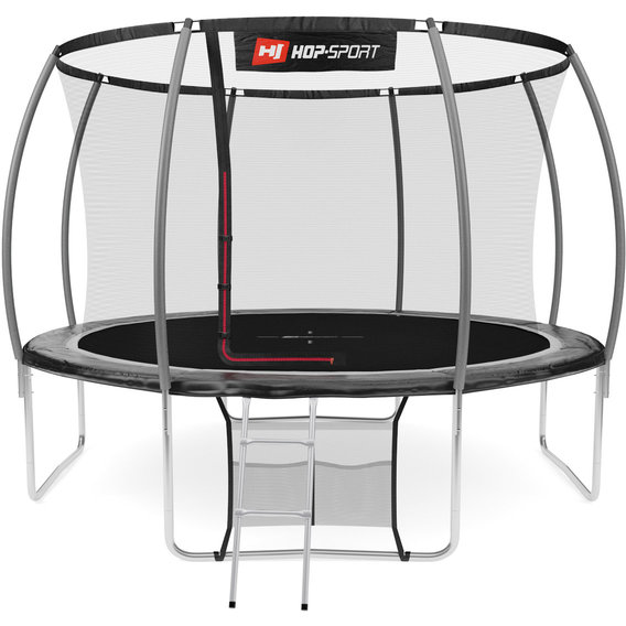 Батут Hop-Sport Premium 12 ft с черно-серый с внутренней сеткой 366 cм