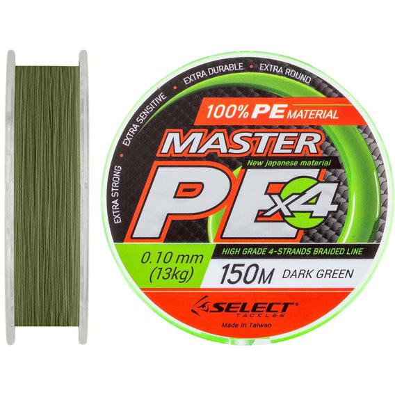 Шнур Select Master PE 150m (темн.-зел.) 0.10мм 13кг (1870.01.72)