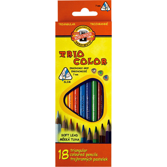 Карандаши цветные KOH-I-NOOR Triocolor, 18цветные (3133)