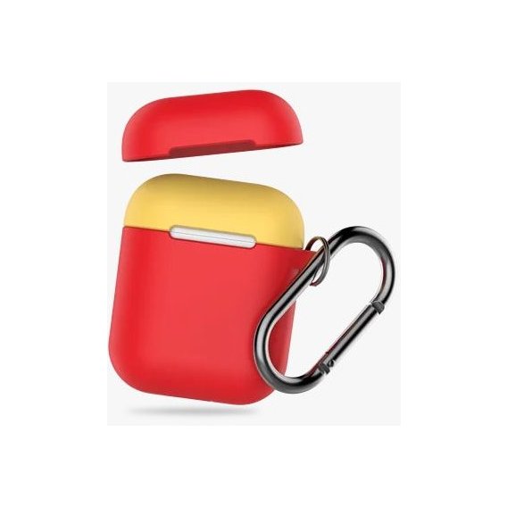 Чехол для наушников AhaStyle Silicone Duo Case with Belt Red/Yellow (AHA-01460-RRY) for AirPods