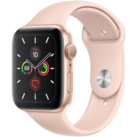 Apple Watch Series 5 44mm GPS Gold Aluminum Case with Pink Sand Sport Band (MWVE2)