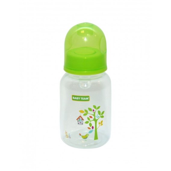 Бутылочка с силиконовой соской Baby Team 125 мл 0+ (1400 салатовый)