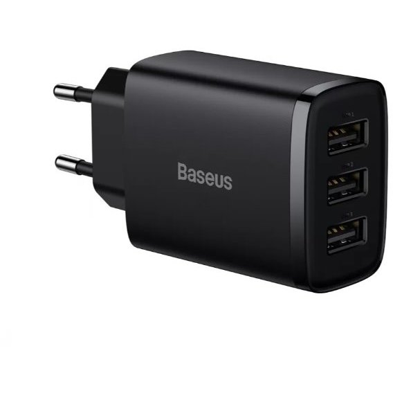 Зарядний пристрій Baseus Wall Charger 3xUSB Compact 17W Black (CCXJ020101)