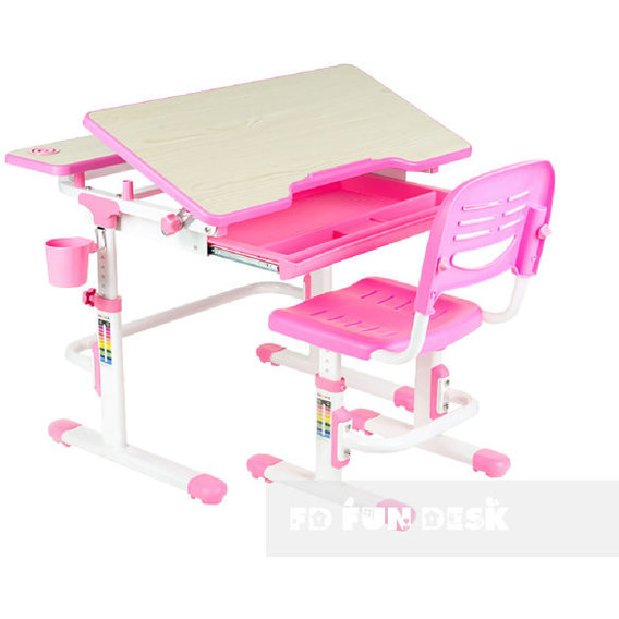 Комплект FunDesk Парта и стул-трансформеры Lavoro Pink