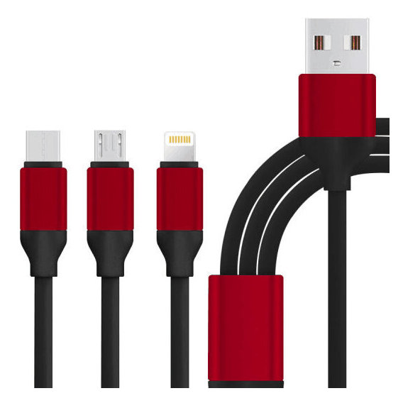 Кабель XOKO USB Cable to Lightning/microUSB/USB-C 1.2m Black (SC-320-BK)