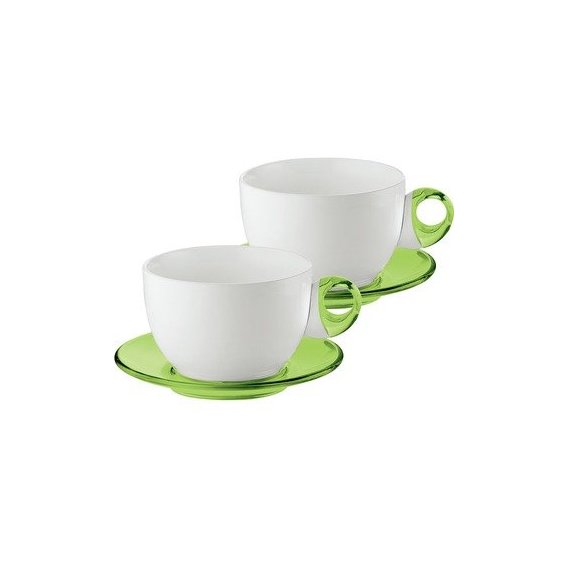 Набор чашек для завтрака Guzzini Feeling 22380144 зеленые (на 2 перс)