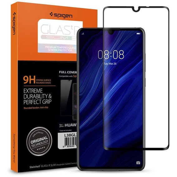 Аксессуар для смартфона Spigen Tempered Glass Protector FC HD Black (L38GL26018) for Huawei P30