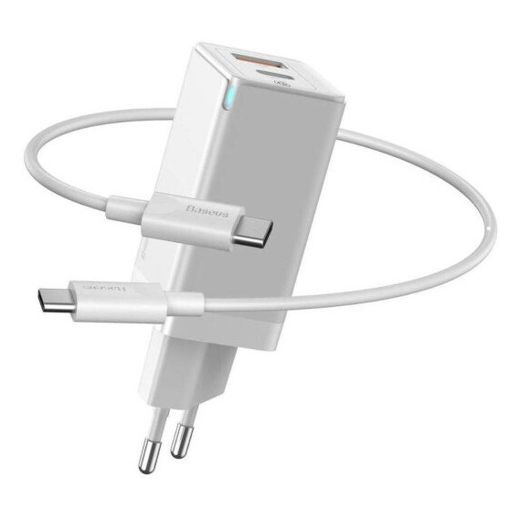 Зарядное устройство Baseus USB-C Wall Charger GaN2 45W White with USB-C Cable (CCGAN-Q02)