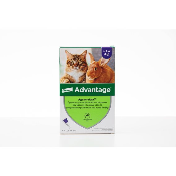 Краплі Bayer/Elanco Advantage 80 для котів більше 4 кг 4 піпетки/1уп. (4007221046394)