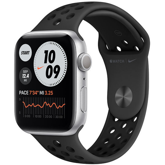 Apple Watch Series 6 Nike 44mm GPS Silver Aluminum Case with Anthracite/Black Nike Sport Band (M02L3)
