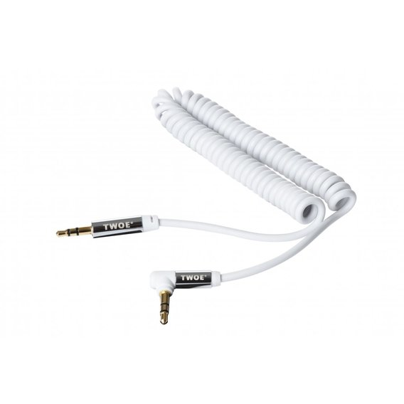Кабель 2E Audio Cable AUX 3.5mm Jack Right Angel Coiled 1.8m White (2E-W9653RWT)