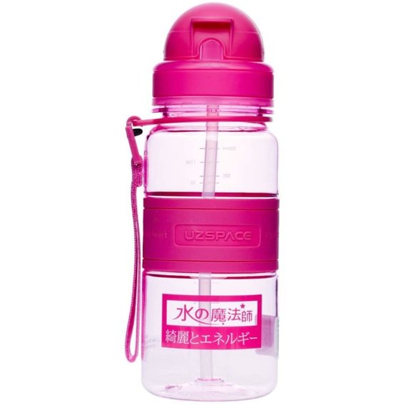 Бутылка для воды UZspace Magic Ion с трубочкой 350мл, Розовый (5021)