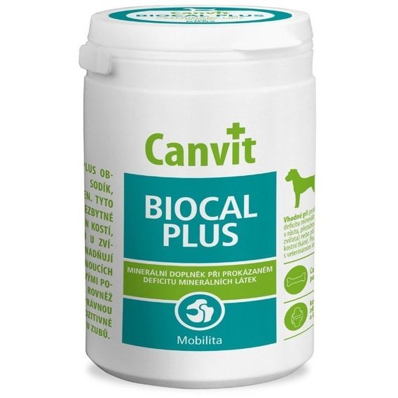 Вітамінна добавка Canvit Biocal Plus для здорового розвитку кісткової тканини, сухожиль, суглобів, хрящів, зубів та м'язів собак 500 г (can50724)