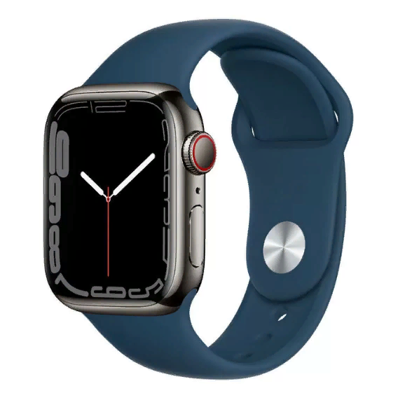 Apple Watch Series 7 41mm GPS+LTE Graphite Stainless Steel Case with Abyss Blue Sport Band (MKJ13)