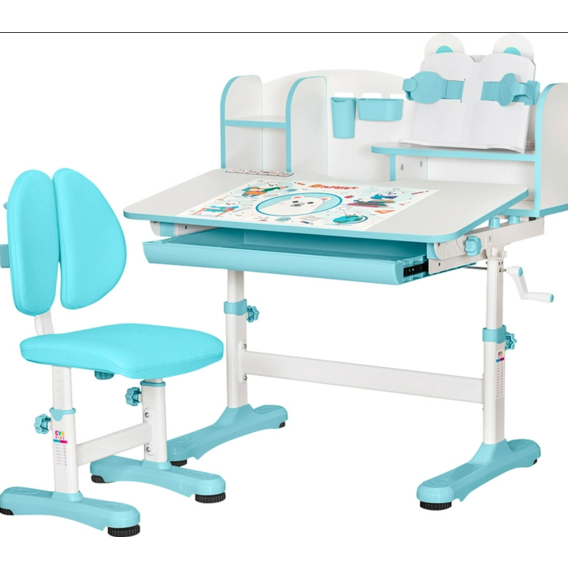 Комплект мебели (стол + стульчик + полка) Evo-kids BD-29 Panda XL Blue (арт. BD-29 BL)