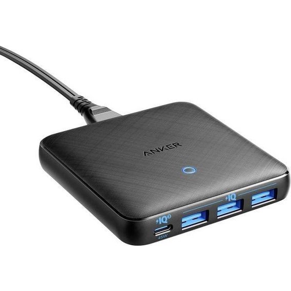 Зарядное устройство ANKER Wall Charger 3xUSB+USB-C PowerPort Atom III Slim 4 PowerIQ3.0 65W Black (A2045G11)