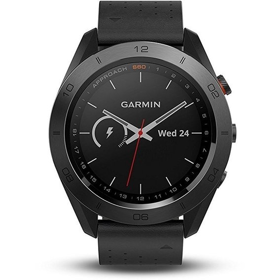 Смарт-часы Garmin Approach S60 Premium Black Ceramic Bezel with Black Leather Band (010-01702-03)