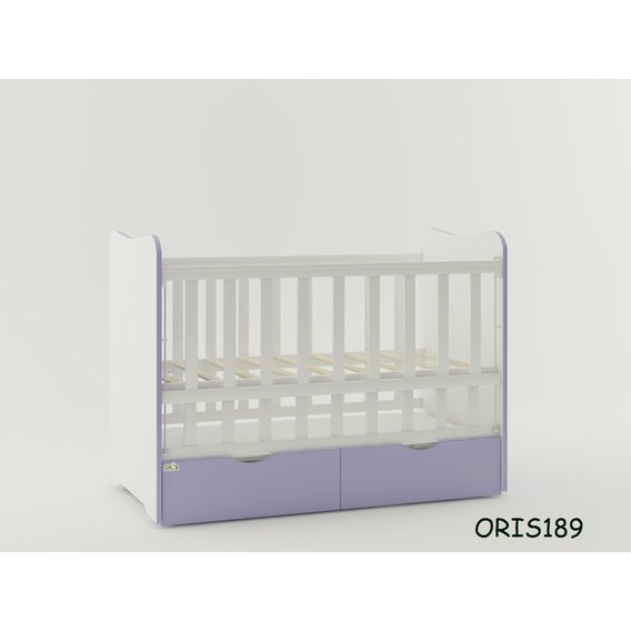 Кроватка детская Oris Fiona (маятник+опускающаяся боковина) 120x60 Бело-лиловый