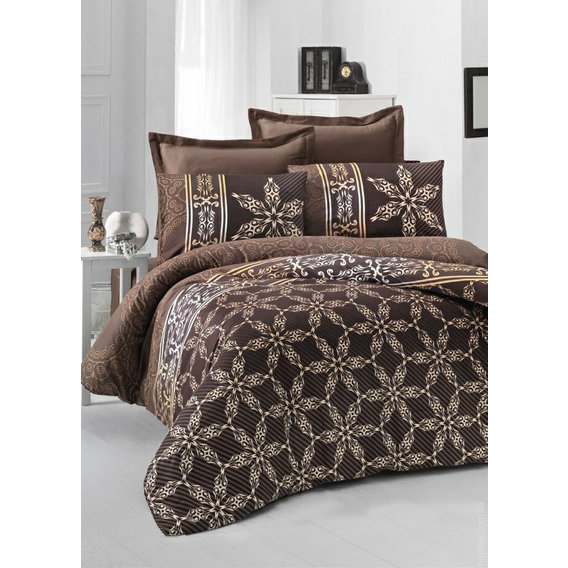 Комплект постельного белья Victoria Sateen ALİSA евро коричневый (41628_2,0)