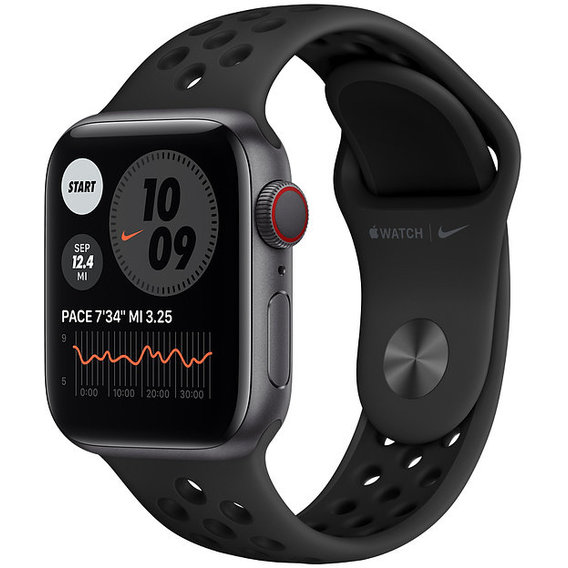 Apple Watch Series 6 Nike 40mm GPS+LTE Silver Aluminum Case with Anthracite/Black Nike Sport Band (M0DK3,MX8C2AM)