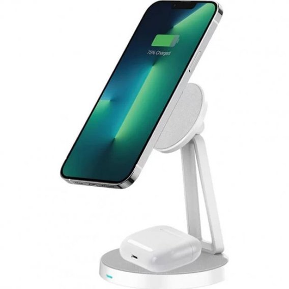 Зарядное устройство Wiwu Wireless Charger Stand MagSafe 2 in 1 (M13) White  for iPhone 15 I 14 I 13 I 12 series