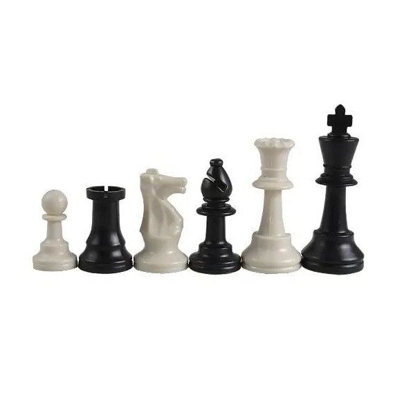 Шахматные фигуры ShachQueen Стаунтон пластик без утяжелителя 97 мм бело-красные (E210red)