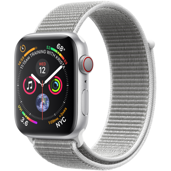 Apple Watch Series 4 40mm GPS+LTE Silver Aluminum Case with Seashell Sport Loop (MTVC2, MTUF2)