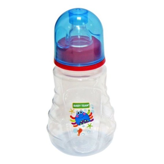 Бутылочка эргономичной формы с силиконовой соской Baby Team 150мл 0+ (1405 краб)