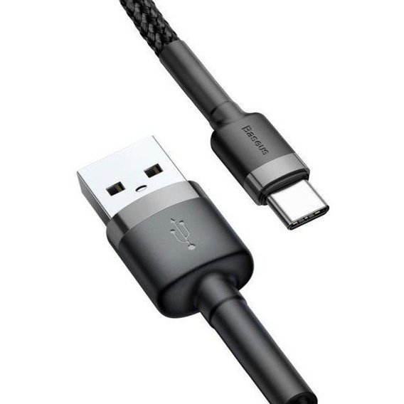 Кабель Baseus USB Cable to USB-C Cafule 1m Grey/Black (CATKLF-BG1)