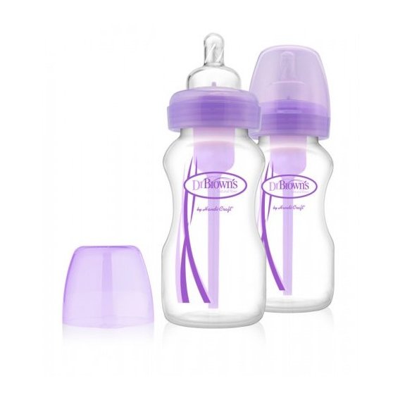 Детская бутылочка для кормления Dr.Brown's с широким горлышком, 270 мл, фиолетовый, 2 шт. в упаковке (WB92505-ESX)