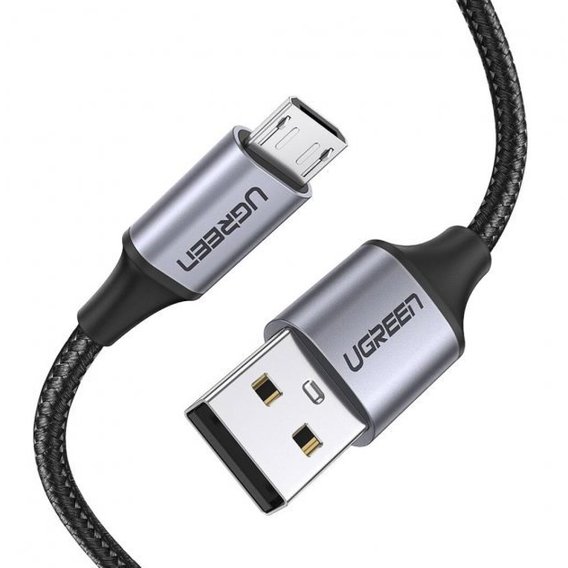Кабель UGREEN USB Cable to MicroUSB US290 2.4A 1m Metal/Black