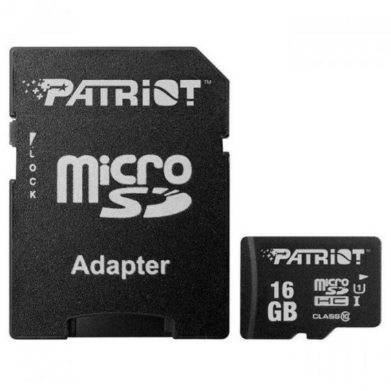 Карта памяти Patriot 16GB microSDHC Сlass 10 UHS-I U1 + adapter (PSF16GMCSDHC10)