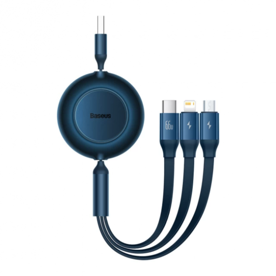 Кабель Baseus USB Cable to Micro USB/Lightning/Type-C Bright Mirror 2 Series Retractable 66W 1.1m Blue (CAMJ010103)