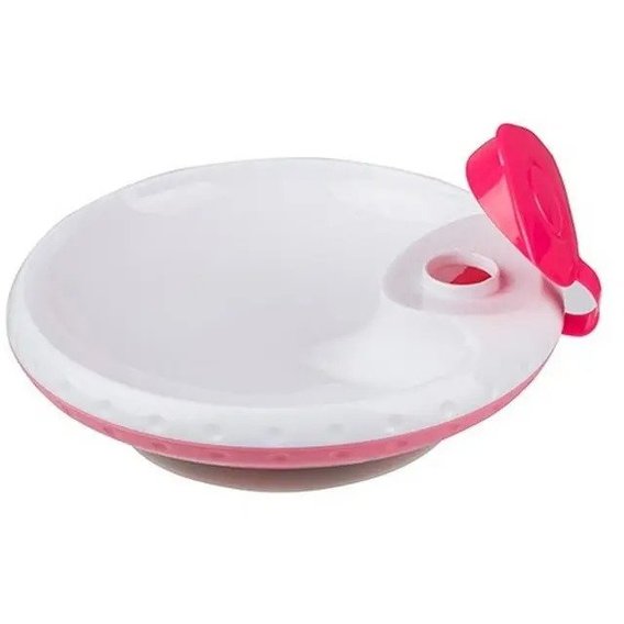 Тарелочка BabyOno с присоской и подогревателем пищи розовый (1070/02)