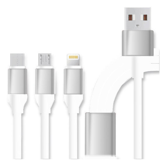 Кабель XOKO USB Cable to Lightning/microUSB/USB-C 1.2m White (SC-320-WH)
