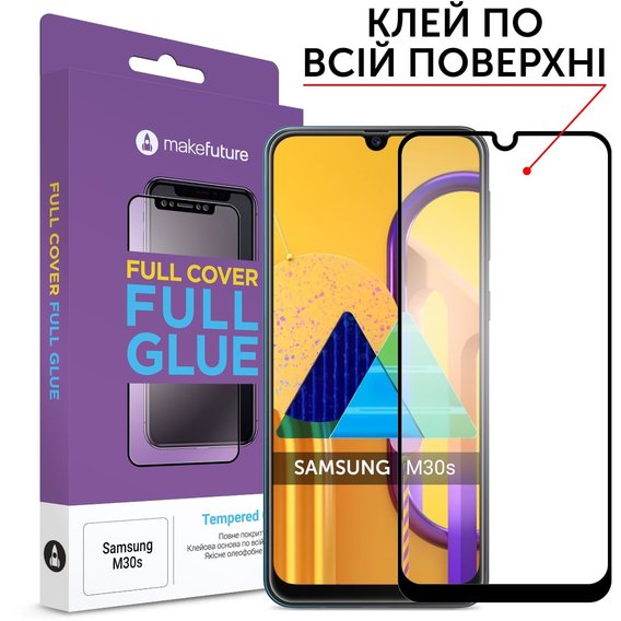 Аксессуар для смартфона MakeFuture Tempered Glass Full Cover Glue Black (MGF-SM30S) for Samsung M307 Galaxy M30s / M215 Galaxy M21