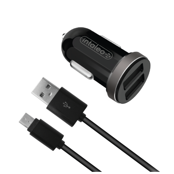 Зарядное устройство Intaleo USB Car Charger 2xUSB 2.1A Black with microUSB Cable (CCG212)