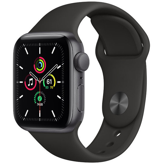 Apple Watch SE 40mm GPS+LTE Space Gray Aluminum Case with Black Sport Band (MYED2)