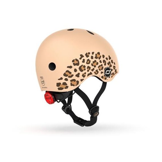 Детский защитный шлем Scoot&Ride леопард с фонариком (SR-181206-LEOPARD)