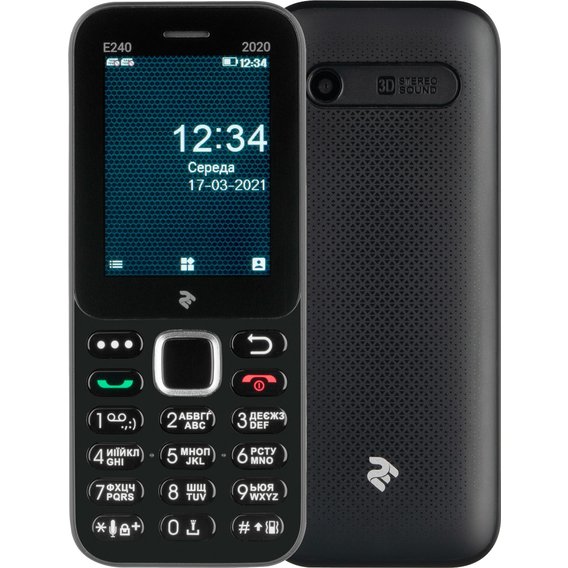 Мобильный телефон 2E E240 2020 Black (UA UCRF)