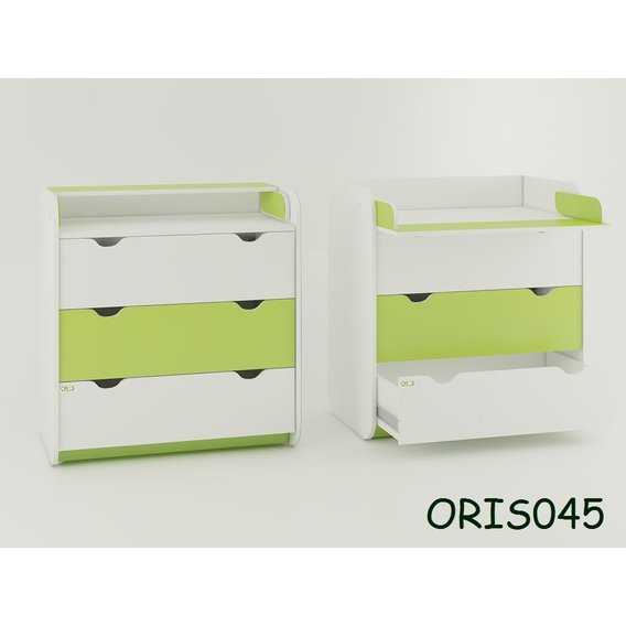 Пеленальный комод Colour на 3 ящика Бело-зеленый (ORIS045)