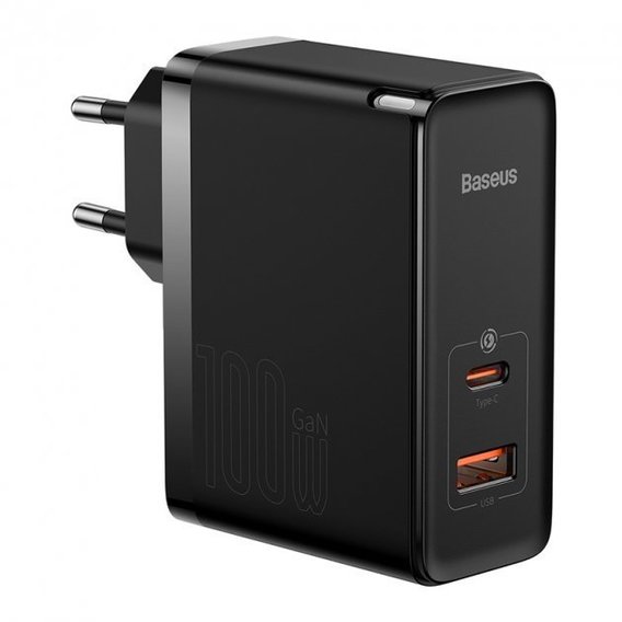Зарядний пристрій Baseus Wall Charger GaN5 Pro USB+USB-C 100W Black with USB-C Сable (CCGP090201)